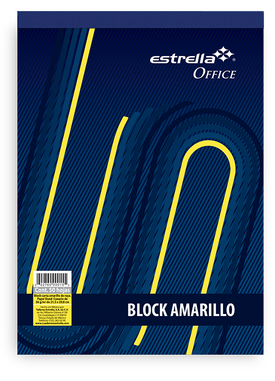 BLOCK ESTRELLA T/CARTA AMARILLO 50 HOJAS NO.15 *