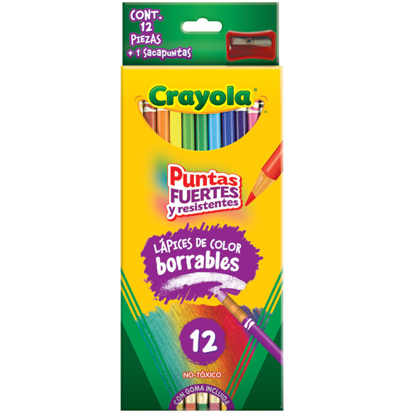 LAPICES DE COLORES CRAYOLA BORRABLES C/12 NO.68-4413