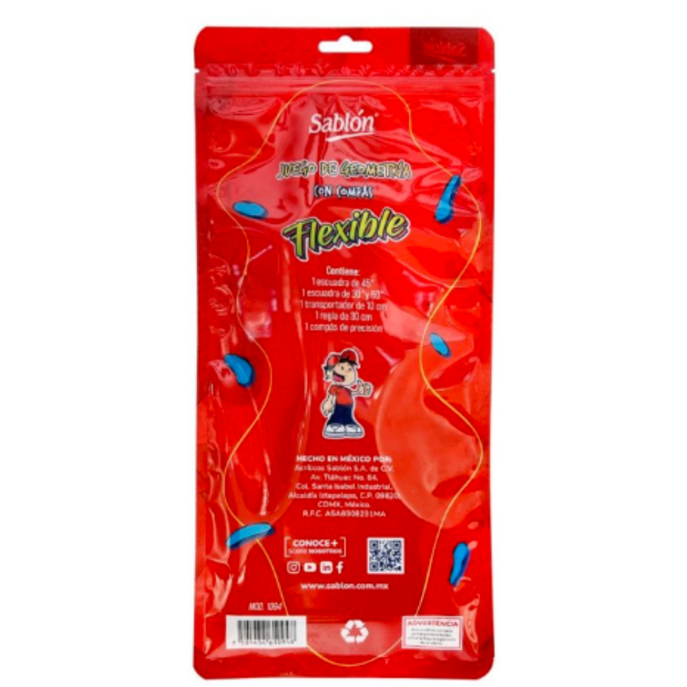 JUEGO DE GEOMETRIA SABLON FLEXIBLE C/COMPAS 1094 * - Image 2