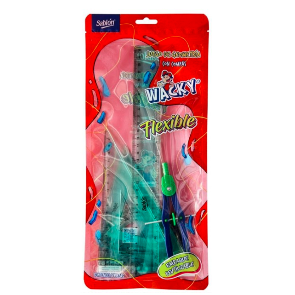 JUEGO DE GEOMETRIA SABLON FLEXIBLE C/COMPAS 1094 *