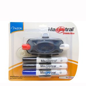 MARCADOR AZOR MAGISTRAL PLASTICO CON 3 Y BORRADOR NO.83173.
