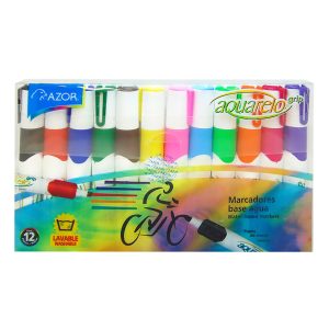 MARCADOR AZOR AQUARELO GRIP CON 12 COLORES NO.20012 *