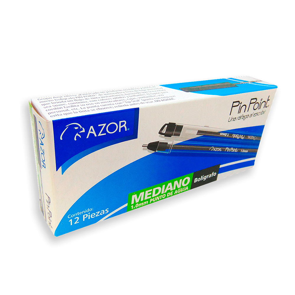 BOLIGRAFO AZOR PINPOINT MEDIANO 1.00MM NEGRO C/12 PZAS (6830NE)*