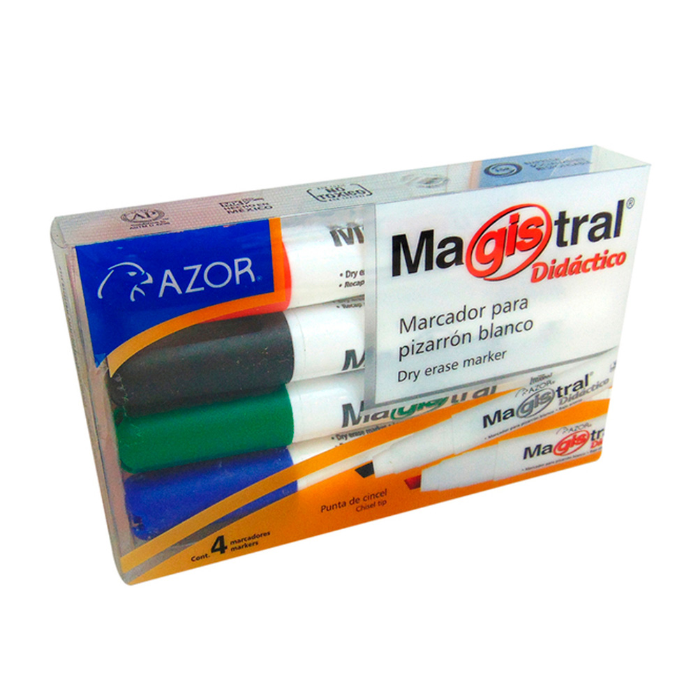 MARCADOR AZOR MAGISTRAL DIDACTICO C/4 NO.8354 *