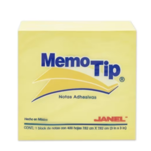 BLOCK POST-IT JANEL NO.54 3X3 CUBO AMARILLO C/400 HOJAS *