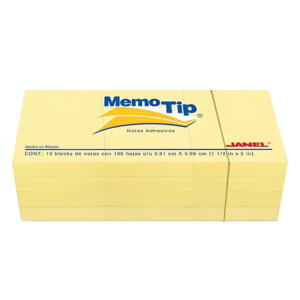 BLOCK POST-IT JANEL NO.53 1.5X2 C/12 AMARILLO *