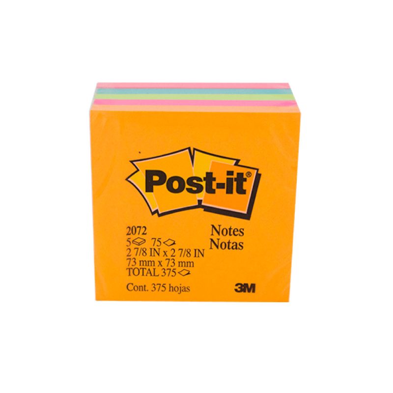 BLOCK POST-IT 3M NO 2072 NEON C/5 .76MX.76M