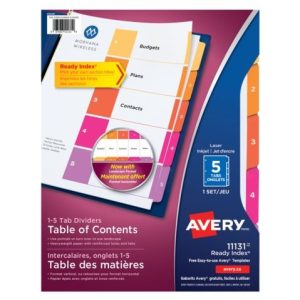 SEPARADOR AVERY 11131 C/5 PESTAÑAS MULTICOLOR ***