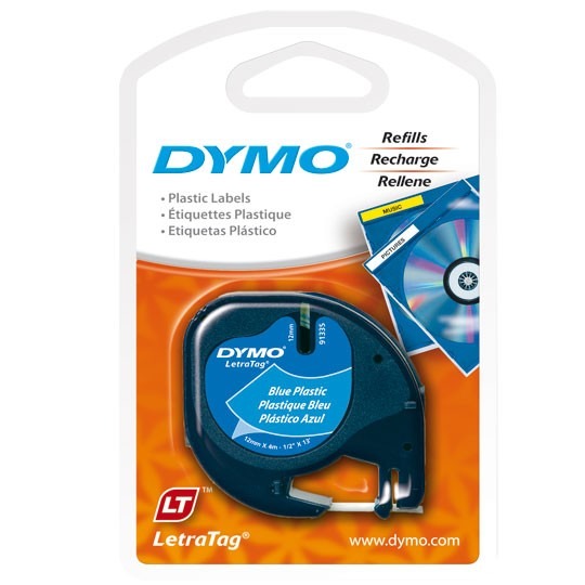 CINTA P/DYMO LETRATAG NEGRO/AZUL 91335 PLASTICO *