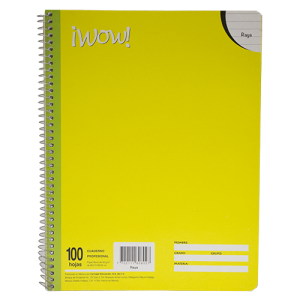 CUADERNO PROF. WOW RAYADO 100 HOJAS NO.580802 ***