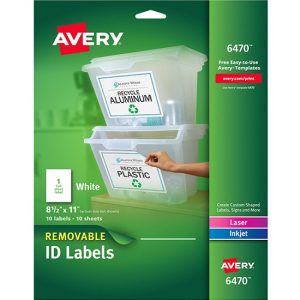 ETIQUETA AVERY NO.6470 INK JET REMOVIVBLE 8-1/2 X 11 C/10 PZAS