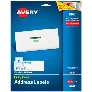 ETIQUETA AVERY NO.08162 INK JET BLANCA 3.4X10.20 CM C/350 *