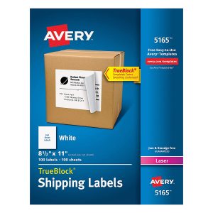 ETIQUETA AVERY NO.05165 LASER BLANCA 21.6X28 CM X/100 *
