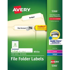 ETIQUETA AVERY NO.05366 LASER BLANCA P/CARPETA 1.69X8.73 *