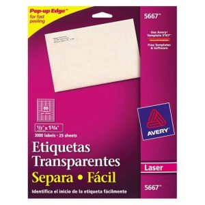 ETIQUETA AVERY NO.05667 LASER TRANSPARENTE 1.3X4.4 CM C/2000 *