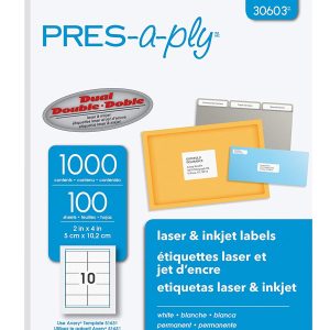 ETIQUETA AVERY NO.30603 LASER BCA. PRESAPLY 5.1X10.2CM 1000 PZAS *