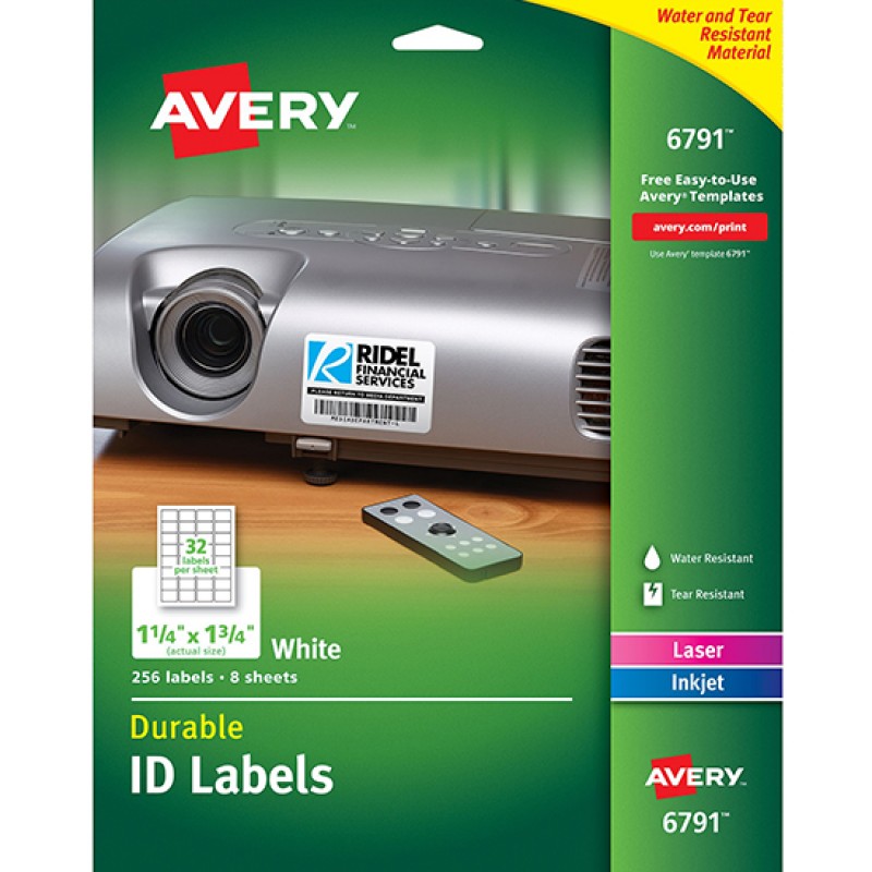 ETIQUETA AVERY NO.6791 LASER BLANCA ID 3.2X4.5 CM C/256 *