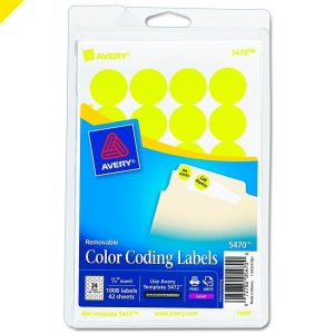 ETIQUETA AVERY NO.2104 REDONDA LASER AMARILLA 3/4 C/1008 *