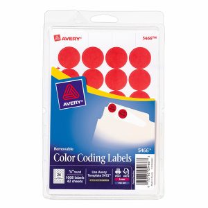 ETIQUETA AVERY NO.2107 REDONDA LASER ROJO 3/4 C/1008 *