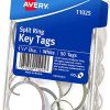 ETIQUETA AVERY NO.11025 COLGANTE REDONDA P/LLAVES ARO METALICO C/50 ***