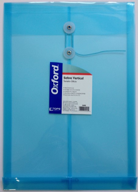 SOBRE PLASTICO OXFORD C/RONDANA OFICIO AZUL F495A *