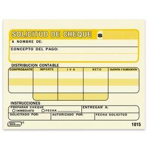 BLOCK 1015 SOLICITUD DE CHEQUE *