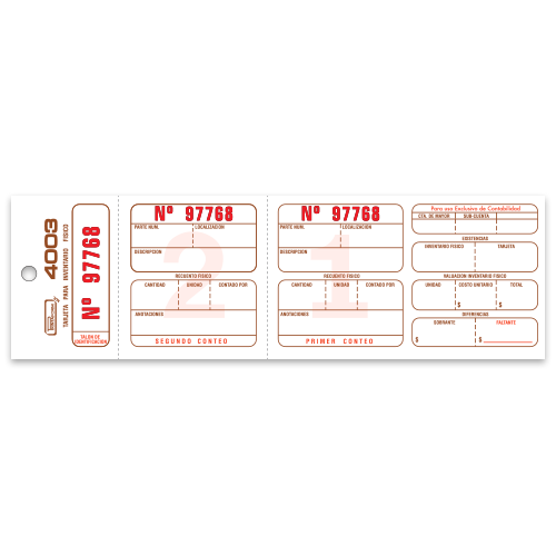 BLOCK 4003 TARJETA DE INVENT/FISICO *