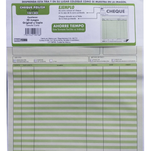 BLOCK 1013 CHEQUE POLIZA T/CTA C/CARBON *