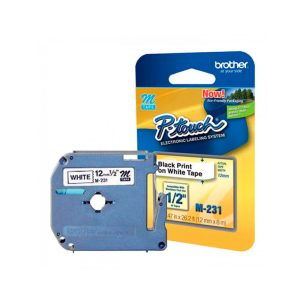 CINTA P/ROTULAR BROTHER M231 NEGRO/BLANCO 12MM PT65 / PT85 / 100 / 110-0