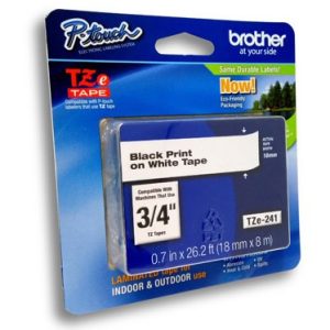 CINTA P/ROTULAR BROTHER TZE241 NEGRO/BLANCO 18MM PT300/310B/330/530-0