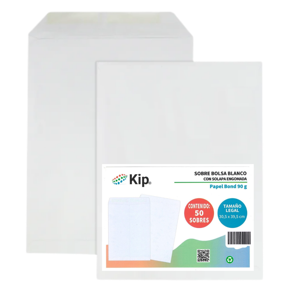SOBRE BOLSA C/50 KIP BLANCO 30.5X39.5 LEGAL 90GR *