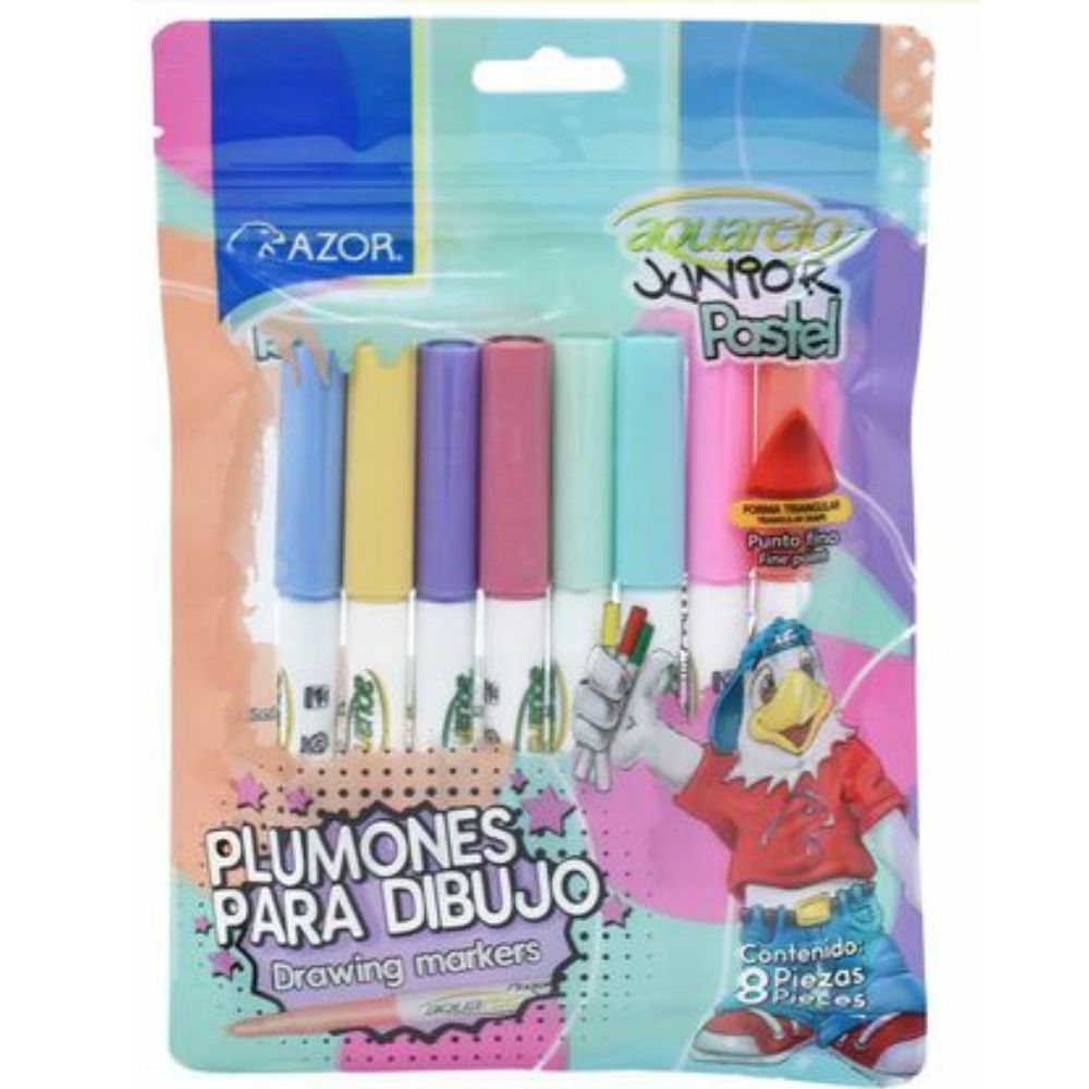 MARCADOR AZOR AQUARELO JUNIOR PASTEL CON 8 COLORES (2928P) -0
