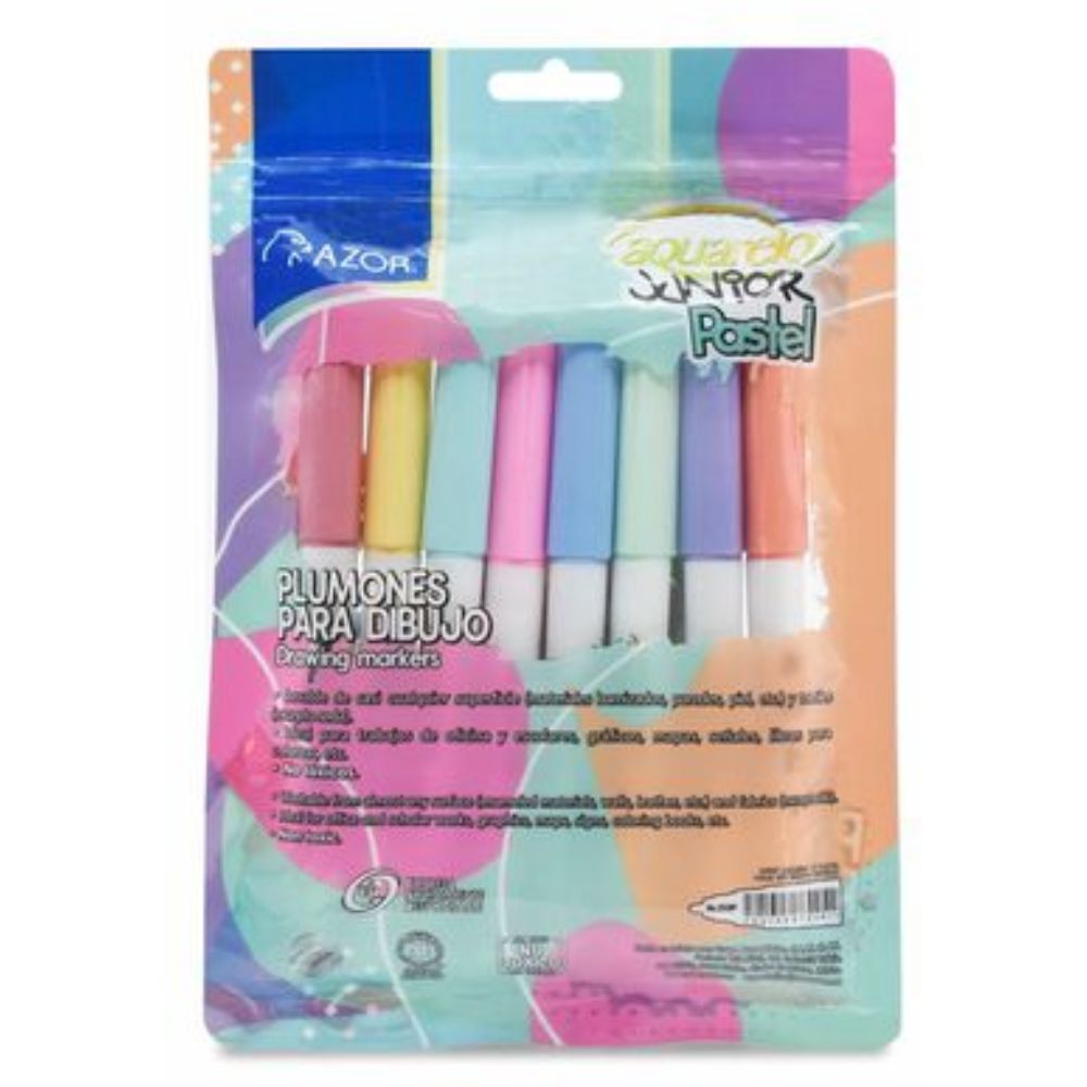 MARCADOR AZOR AQUARELO JUNIOR PASTEL CON 8 COLORES (2928P) -9660