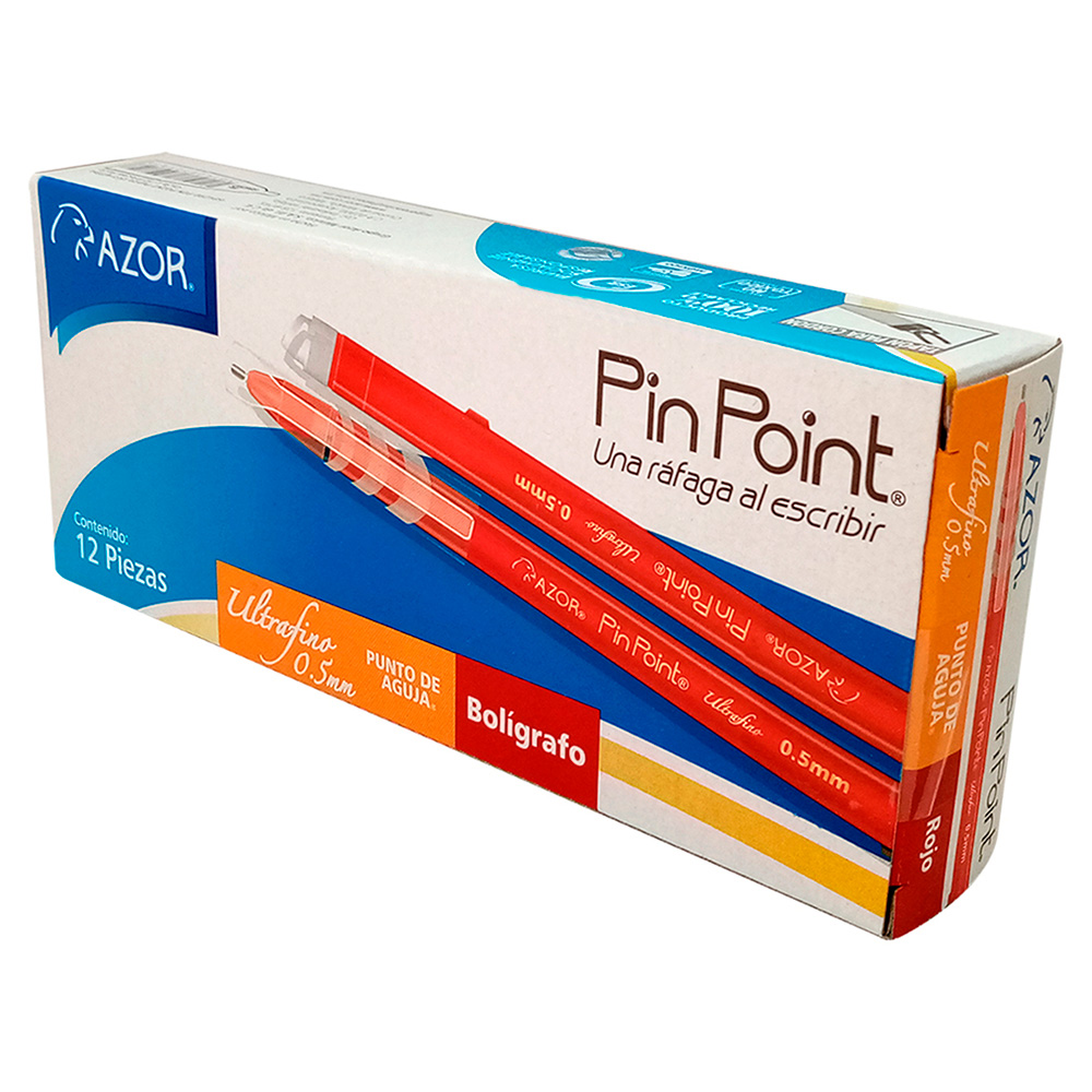 BOLIGRAFO AZOR PINPOINT ULTRAFINO 0.5MM ROJO C/12 PZAS 6840RO*