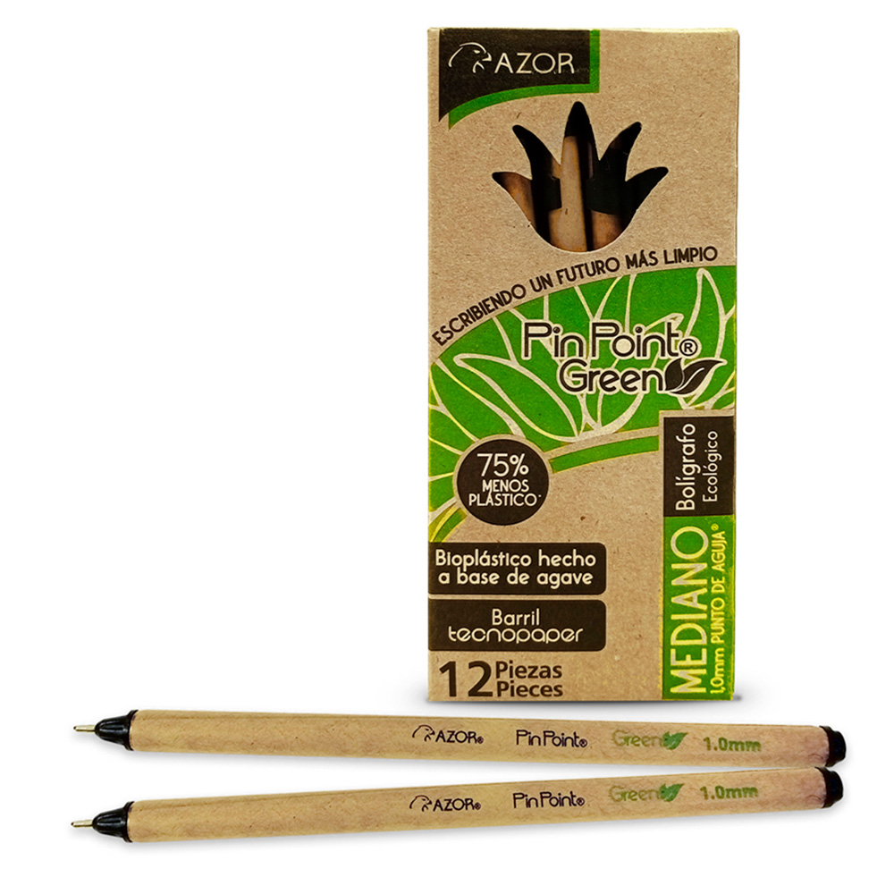 BOLIGRAFO AZOR PINPOINT GREEN MEDIANO 1.00MM NEGRO C/12 PZAS 6860NE*