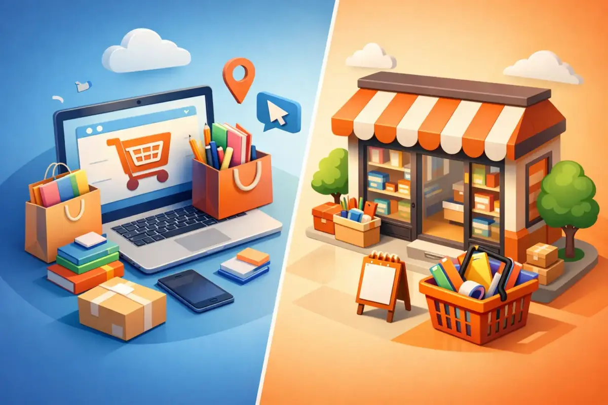 Papelería online vs tienda física: qué conviene