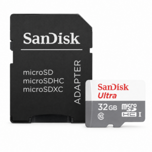 MEMORIA SANDISK MICROSD 32GB CLASE 10 / SDHC UHS-I CON APTADOR (SDSQUNR-032G-GN3MA) *