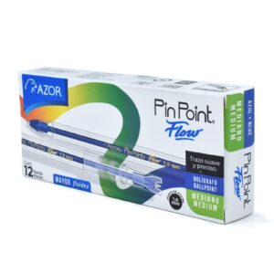 BOLIGRAFO AZOR PINPOINT FLOW MEDIANO 1.00MM AZUL C/12 (6930AZ)*