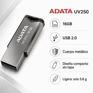 Alternative view of MEMORIA USB ADATA 16GB METÁLICA (AUV250) *