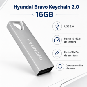 Alternative view of MEMORIA USB HYUNDAI 16 GB SILVER KEYCHAN 2.0 (U2BK/16G) *
