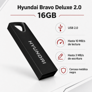 Alternative view of MEMORIA USB HYUNDAI 16 GB BLACK DELUX 2.0 (U2BK/16GAG) *