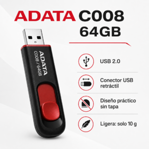 Alternative view of MEMORIA USB ADATA 64GB AC008-64G *