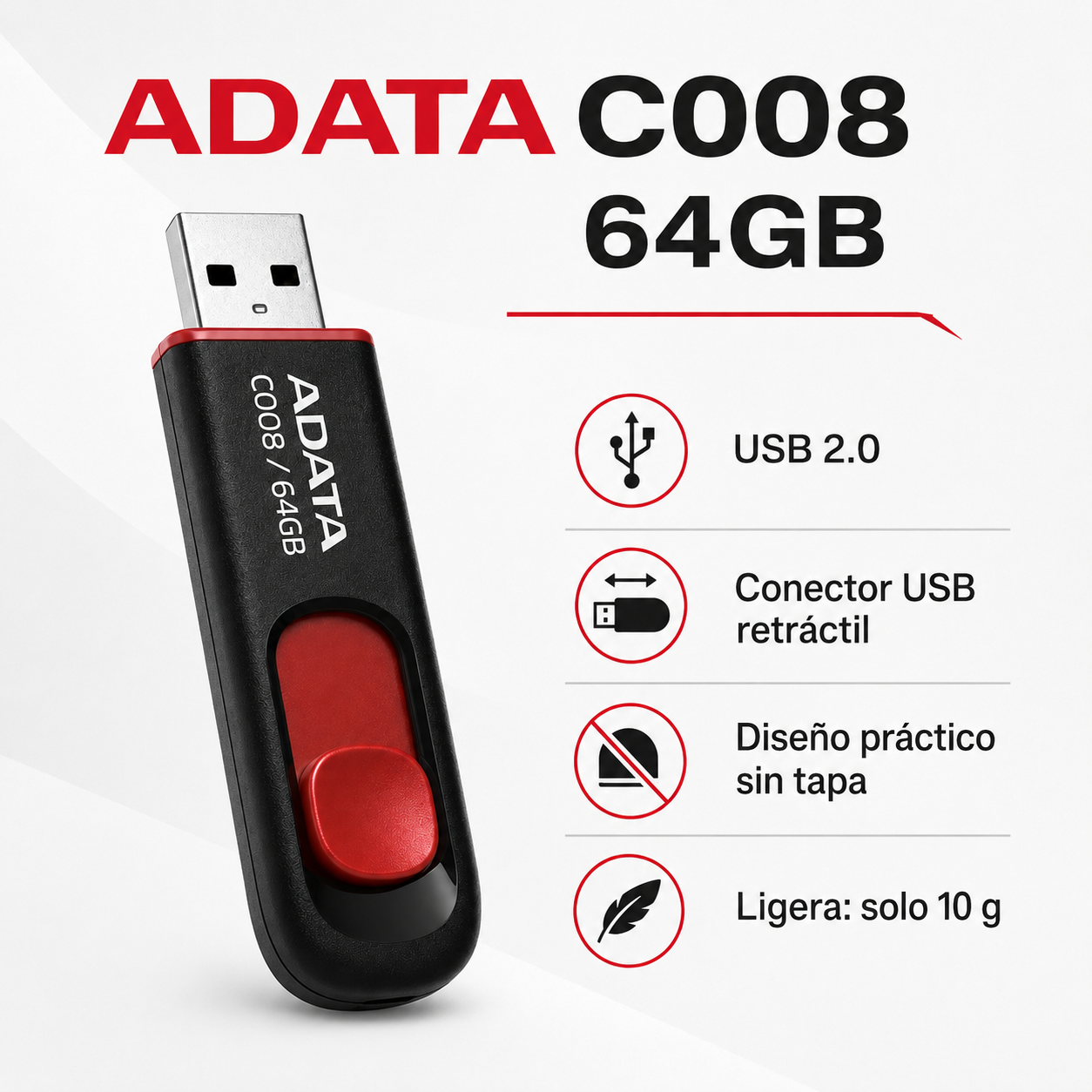 MEMORIA USB ADATA 64GB AC008-64G * - Image 2