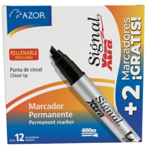 MARCADOR AZOR SIGNAL XTRA PERMANENTE NEGRO 12+2 ***