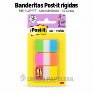 BANDERITAS POST-IT NO.686-ALOPRYT RIGIDAS COLORES BRILLATES*